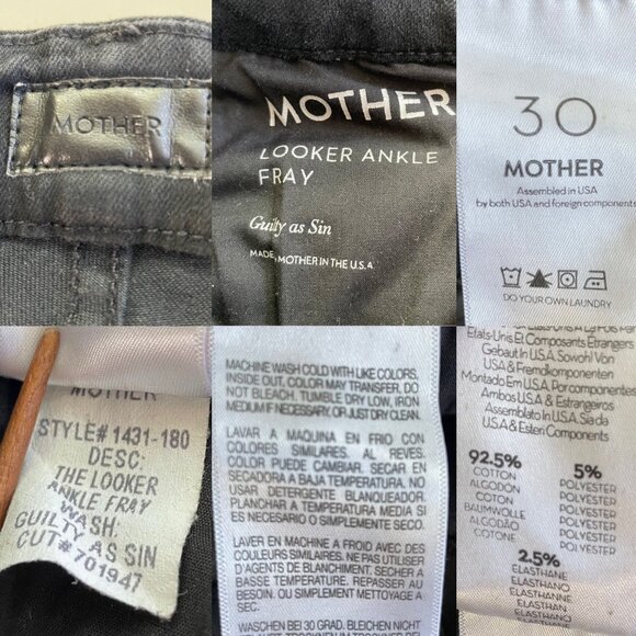 Mother Denim the Looker Ankle Fray Jeans in Guilty as Sin Wash Women’s Size 30 - Picture 4 of 12